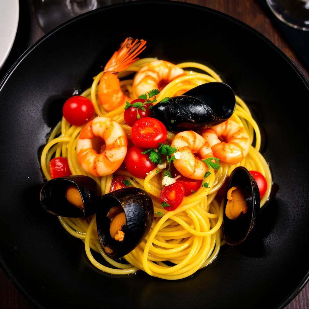 Paste cu fructe de mare — Imagine demonstrativă pentru conceptul vizual Barko Restaurant.